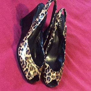 Cheetah Print Wedge Shoes Size 8